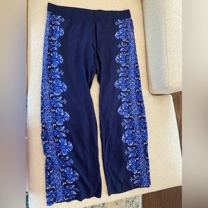 Lilly Pulitzer Navy Pants with Blue Floral Side Panels